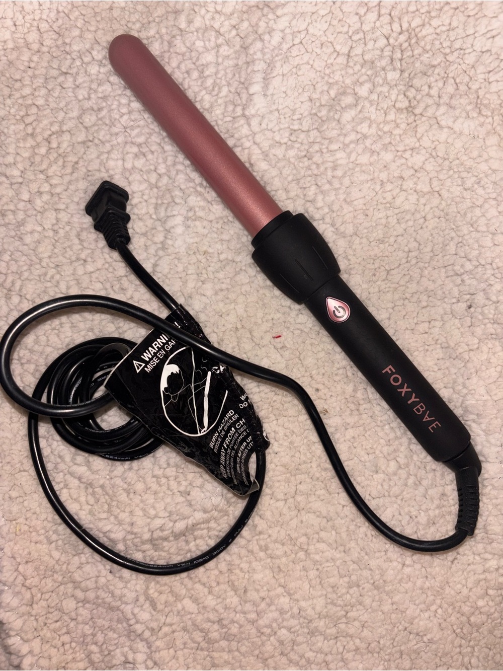 FOXYBAE Rose Gold 1” Curling Wand Hair Curler Black Pink Ceramic Barrel